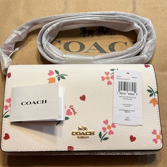 Coach Anna Foldover Clutch Crossbody With Heart Petal Print - Picture 5 of 6
